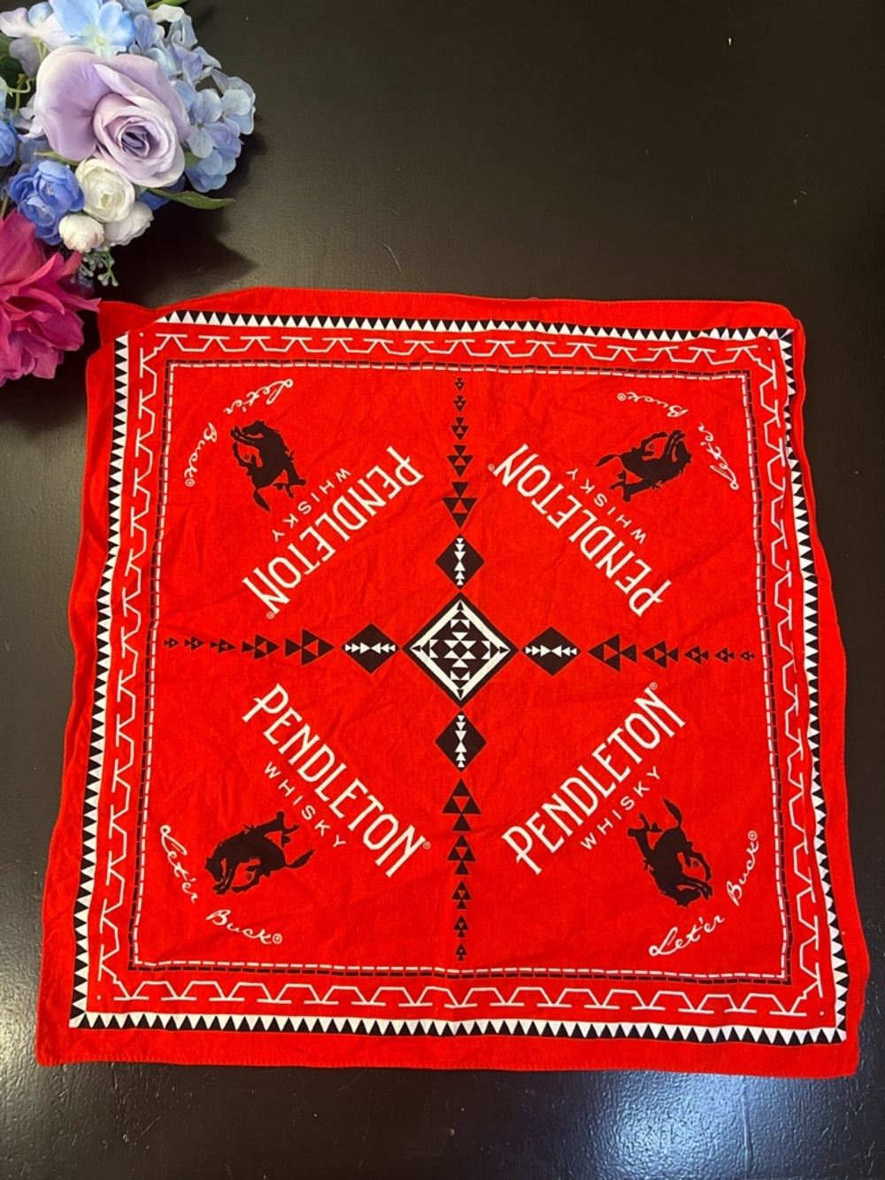 PENDLETON WHISKY Bandanas Scarves PBR Rodeo RED Bucking Bronco